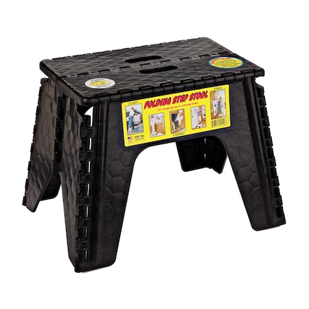 B & R Plastics B & R Plastics 103-6BK E-Z Foldz Folding Step Stool - 12", Black 103-6BK